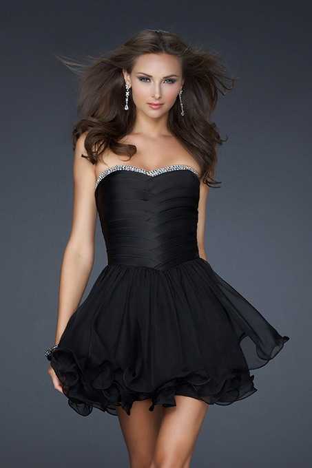 Black Short Glitter Strapless A Line Cocktail Dress Cheap